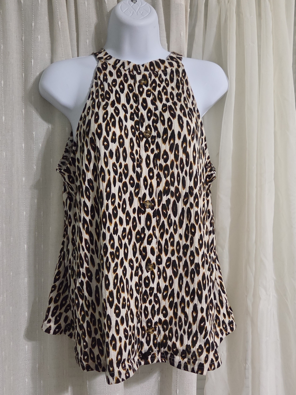 All In Love Sleeveless Leopard Print Halter Top - Cream/Brown